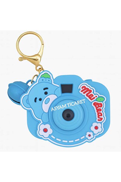 asyapetline سلسلة مفاتيح على شكل كاميرا عرض ضوئي مع إضاءة وحقيبة صغيرة