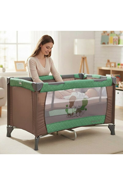 Baby Care Foldable baby cot PRO FMG 120x60 cm, 2 height levels, with carrying...