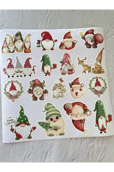 eylülün etiket fabrikası New Year - New Year's Themed Dwarf Opaque Sticker Set - (2 Set / 34 Stickers)