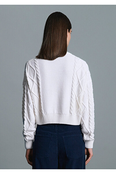 Mavi M Logo Crop Ecru Sweater Loose Fit / Relaxed Fit 1710796-80194