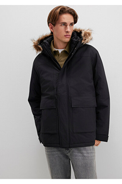 Mavi Schwarzer Parka mit Kapuze, lockere Passform / lockerer, bequemer Schnitt 0110472-900