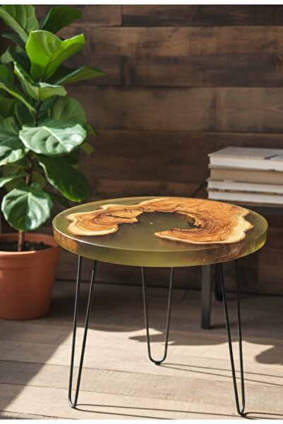 Lumine Glow Atelier Doğal Zeytin Ağacı Epoksi Orta Sehpa – Lüks Rustik Seri