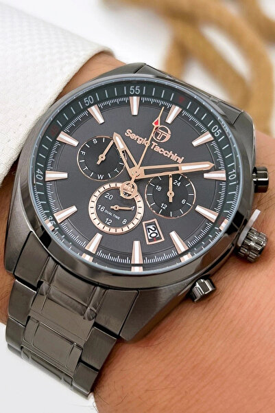 Sergio Tacchini Premium Lüx Çelik Kordon Erkek Kol Saati Füme Stsd007