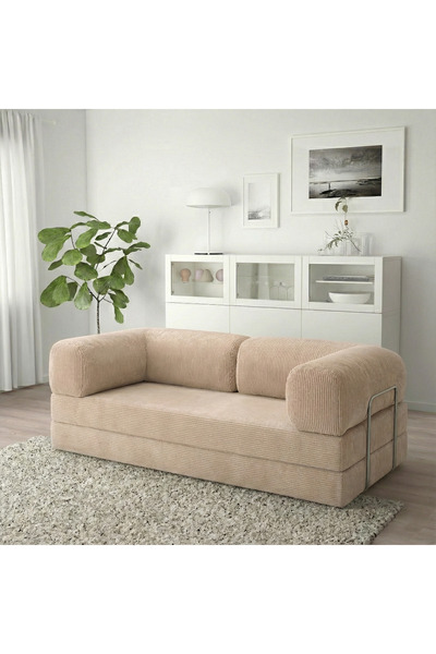 Ravessi 100x200 Kanepe-Fitilli Kadife Yıkanabilir Yer Yatağı- Çok Amaçlı Akti...