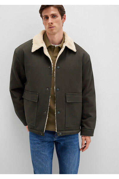 Mavi Faux Fur Detailed Green Jacket Oversized / Wide Cut 0110080-86764