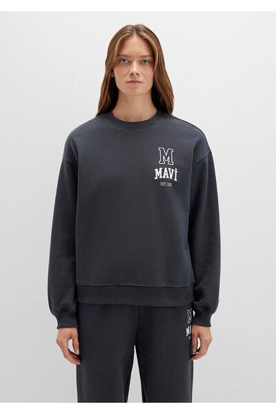 Mavi Logo Printed Anthracite Sweatshirt 1S10148-70087