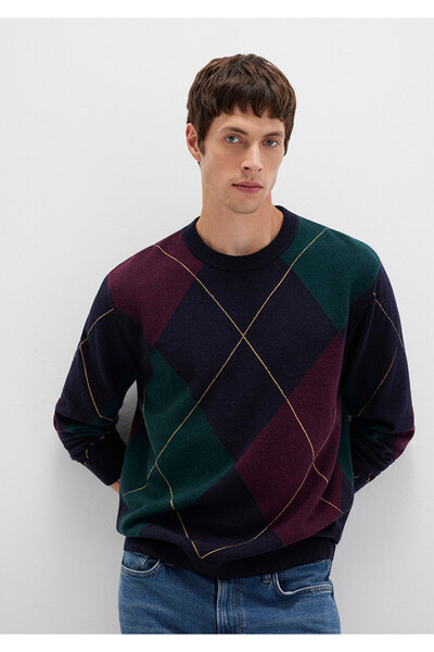 Mavi Вовняний светр з баклава-візерунком, синій, прямий крій / Regular Fit 0710334-70497