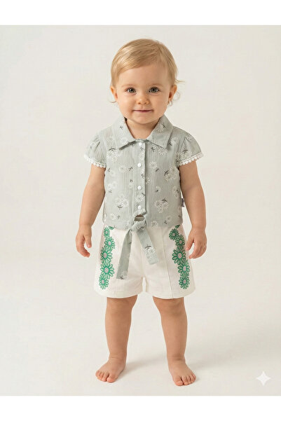 Mini Baray Girl baby patterned shirt and shorts set (9-12-18 months)