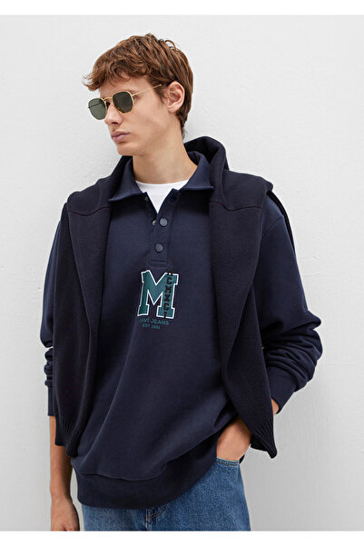 Mavi Marineblaues Sweatshirt mit M-Logo-Aufdruck 0S10494-70490