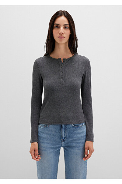 Mavi Μακρυμάνικο γκρι βασικό μπλουζάκι εφαρμοστό / Slim Fit 1613621-80024