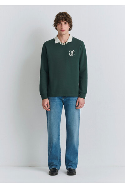 Mavi Φούτερ με λογότυπο M με λαιμόκοψη πράσινο interlock 0S10487-71539