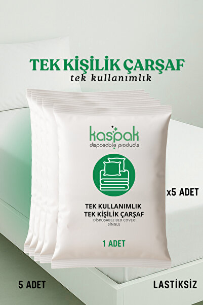 Kaspak disposable products Tek kişilik lastiksiz Çarşaf 100*240 cm 5 adet