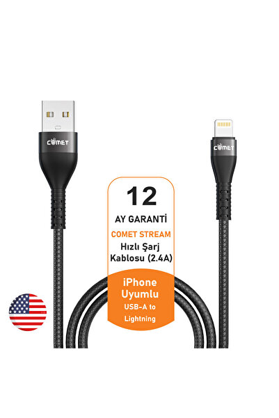 Comet Cb Sertifikalı Iphone 12w Hızlı Şarj Kablosu, Usb Lightning'e, Akıllı Ç...