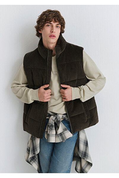 Mavi Braune Samt-Pufferweste, reguläre Passform / normaler Schnitt 0110659-71552