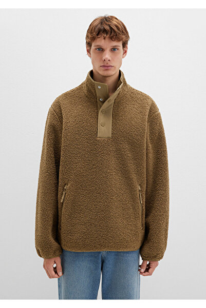 Mavi Mock Neck Brown Sweatshirt Loose Fit / Relaxed Fit 0110737-70362