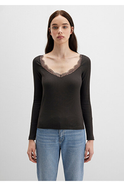 Mavi Long Sleeve Brown T-Shirt Fitted / Slim Fit 1613851-70262