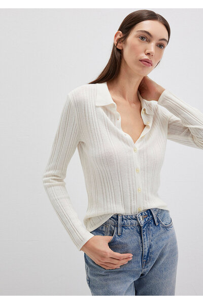 Mavi Πλεκτό πόλο από μάλλινο μείγμα εκρού 1710838-80194