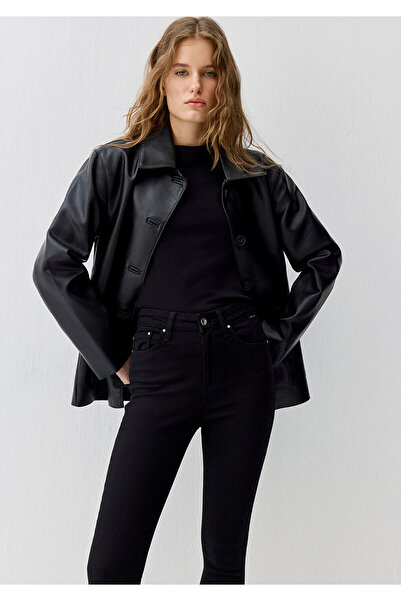 Mavi Black Faux Leather Jacket Regular Fit / Regular Cut 1110734-900