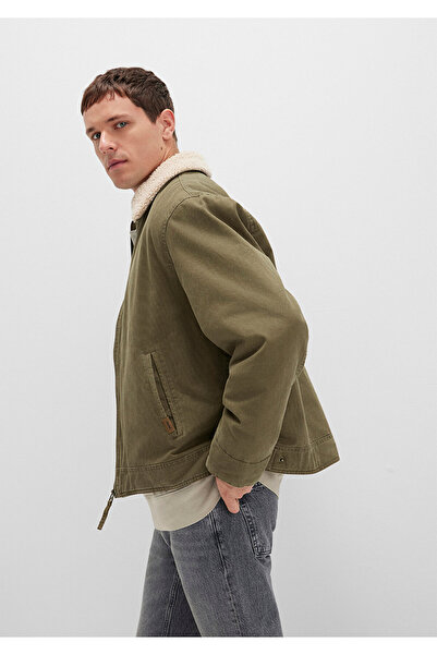 Mavi Faux Fur Detailed Green Jacket Loose Fit / Relaxed Fit 0110627-87538