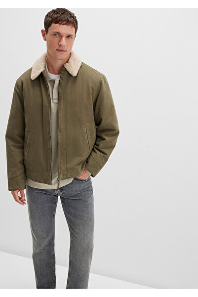 Mavi Faux Fur Detailed Green Jacket Loose Fit / Relaxed Fit 0110627-87538