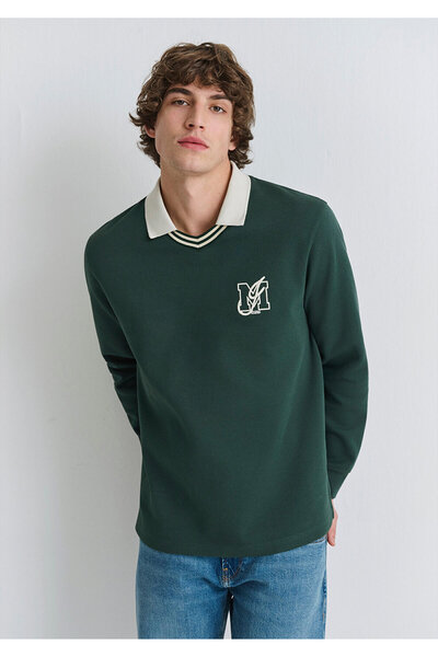 Mavi Φούτερ με λογότυπο M με λαιμόκοψη πράσινο interlock 0S10487-71539