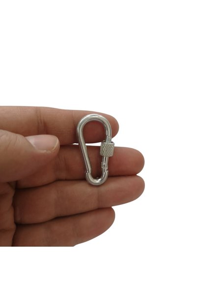 Adilon Galvanizli Vidalı (Kilitli) Karabina, 4 mm, Askı, Çengel, Kanca, Anahtarlık
