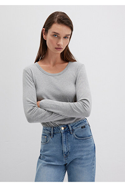 Mavi Long Sleeve Gray Basic T-Shirt Fitted / Bodycon Cut 1613323-83096