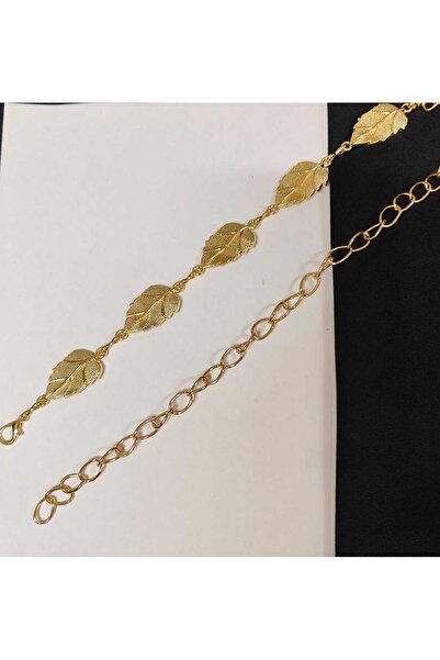 Maison La Femme Gold Yaprak Detaylı Ayarlanabilir Kadın Kemer Pantolon Kemeri...