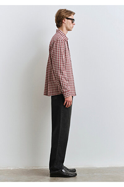 Mavi MV bedrucktes kariertes rotes Hemd, lockere Passform / lockerer, bequemer Schnitt 0211686-90909