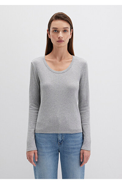 Mavi Long Sleeve Gray Basic T-Shirt Fitted / Bodycon Cut 1613323-83096