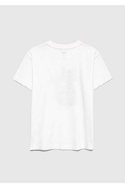 Mavi Cat Printed Ecru T-Shirt Loose Fit / Loose Relaxed Fit 7610360-70057