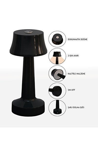 ZENLİGHT Metal Dokunmatik Şarjlı Masa Lambası