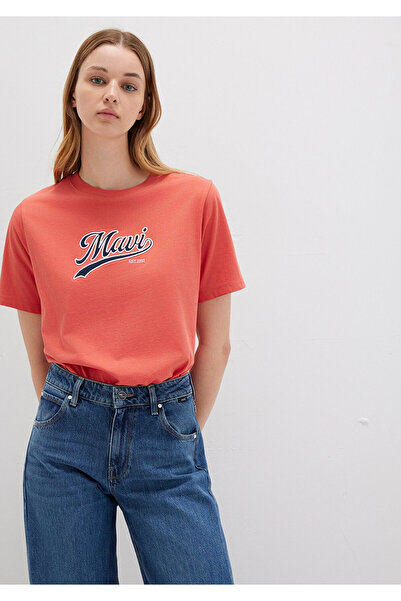 Mavi Logo Printed Orange T-Shirt Regular Fit 1613565-71076