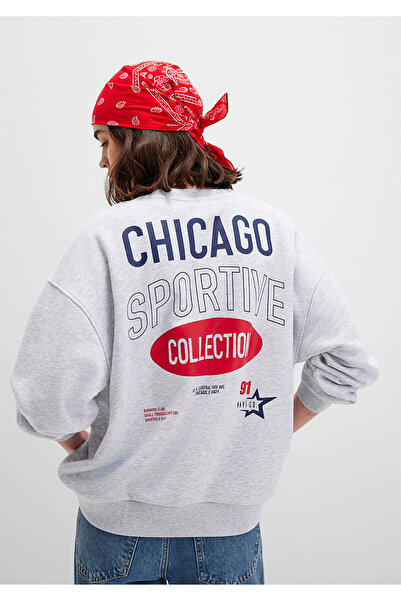 Mavi Γκρι φούτερ με στάμπα στην πλάτη 1S10364-87033