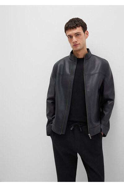 Mavi Stand Collar Black Faux Leather Jacket Slim Fit / Slim Fit 0110634-71379