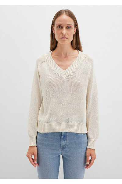 Mavi Crew Neck Ecru Thin Knitwear Loose Fit / Relaxed Fit 1710696-70068