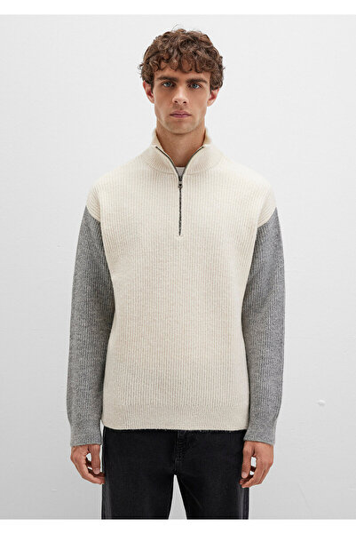 Mavi Ημι-φερμουάρ ψηλός λαιμός Πουλόβερ εκρού Loose Fit / Χαλαρή Άνετη Κοπή 0710263-70057