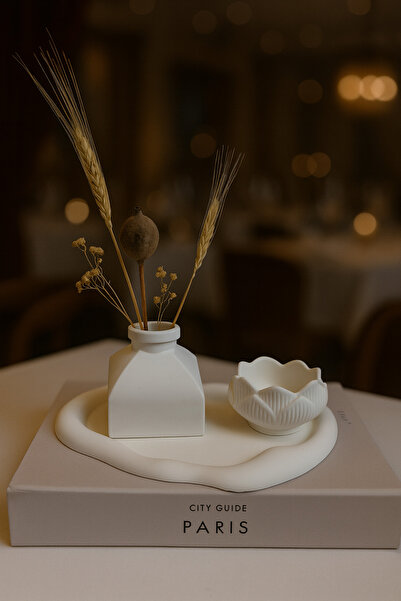 Zigzag Home Decorative 3 Piece Cloud Plate and Vase Candle Holder Set Bohemian Style Design Set of 3