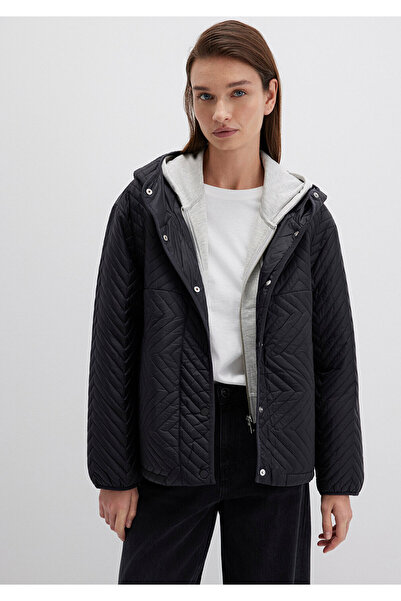 Mavi Hooded Quilted Black Jacket Loose Fit / Relaxed Fit 1110460-900