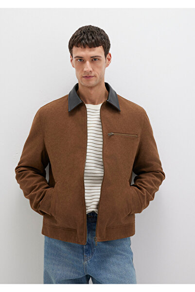 Mavi Collar Detailed Brown Faux Suede Jacket Regular Fit / Regular Cut 0110638-70378