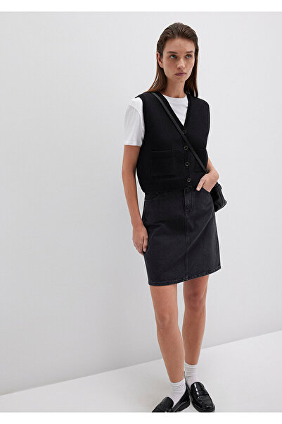 Mavi Schwarze Strickweste Crop / Kurzer Schnitt 1710783-900