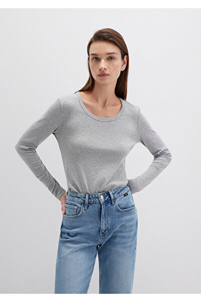 Mavi Long Sleeve Gray Basic T-Shirt Fitted / Bodycon Cut 1613323-83096