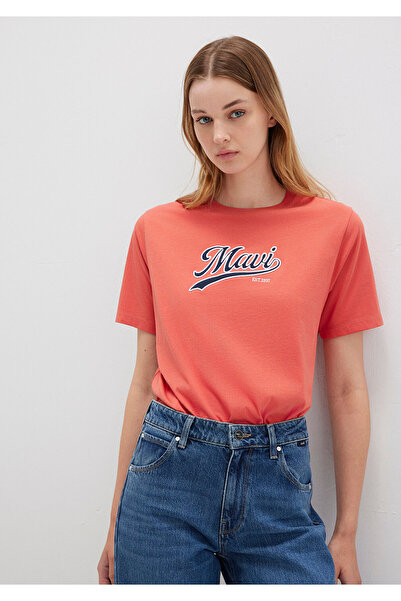 Mavi Logo Printed Orange T-Shirt Regular Fit 1613565-71076