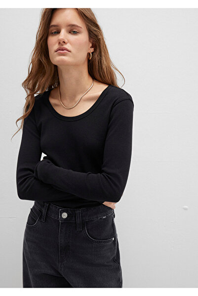 Mavi Μαύρο μπλουζάκι με μακριά μανίκια Basic Fitted / Εφαρμοσμένο στο σώμα 1613323-900