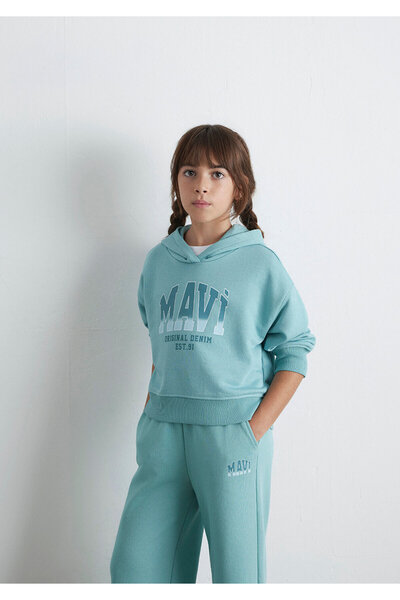 Mavi Hanorac verde cu logo imprimat 7S10124-71748