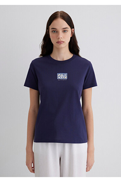 Mavi Μπλουζάκι με στάμπα με κακό μάτι με μπλε ναυτικό μπλουζάκι κανονική εφαρμογή / κανονική κοπή 1613442-70495