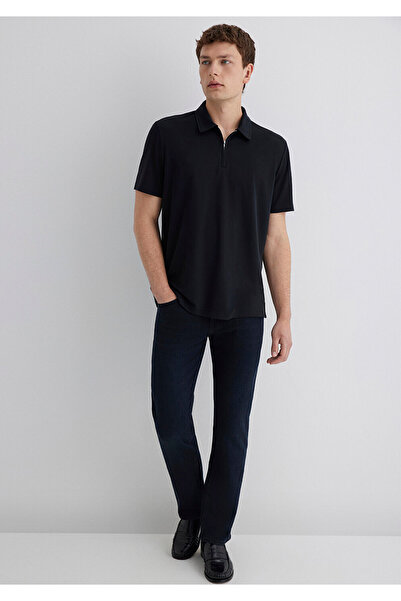 Mavi Μπλουζάκι μαύρο πόλο με ημι-φερμουάρ κανονική εφαρμογή / κανονική κοπή 0613007-900