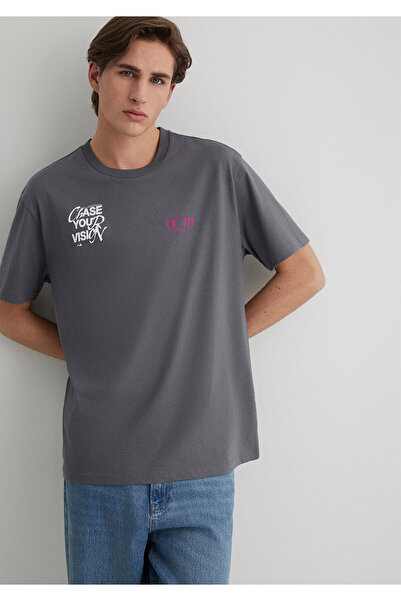 Mavi Chase Your Vision Μπλουζάκι με στάμπα από ανθρακί Loose Fit / Loose Relaxed Fit 0612721-70096