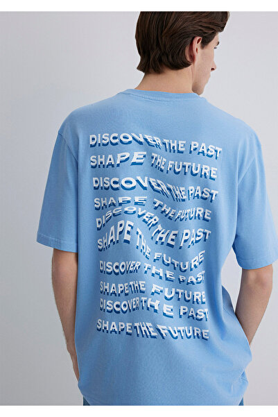Mavi Tricou albastru imprimat Loose Fit / Loose Fit Casual 0612810-85440