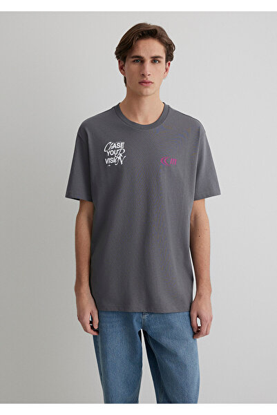 Mavi Chase Your Vision Μπλουζάκι με στάμπα από ανθρακί Loose Fit / Loose Relaxed Fit 0612721-70096
